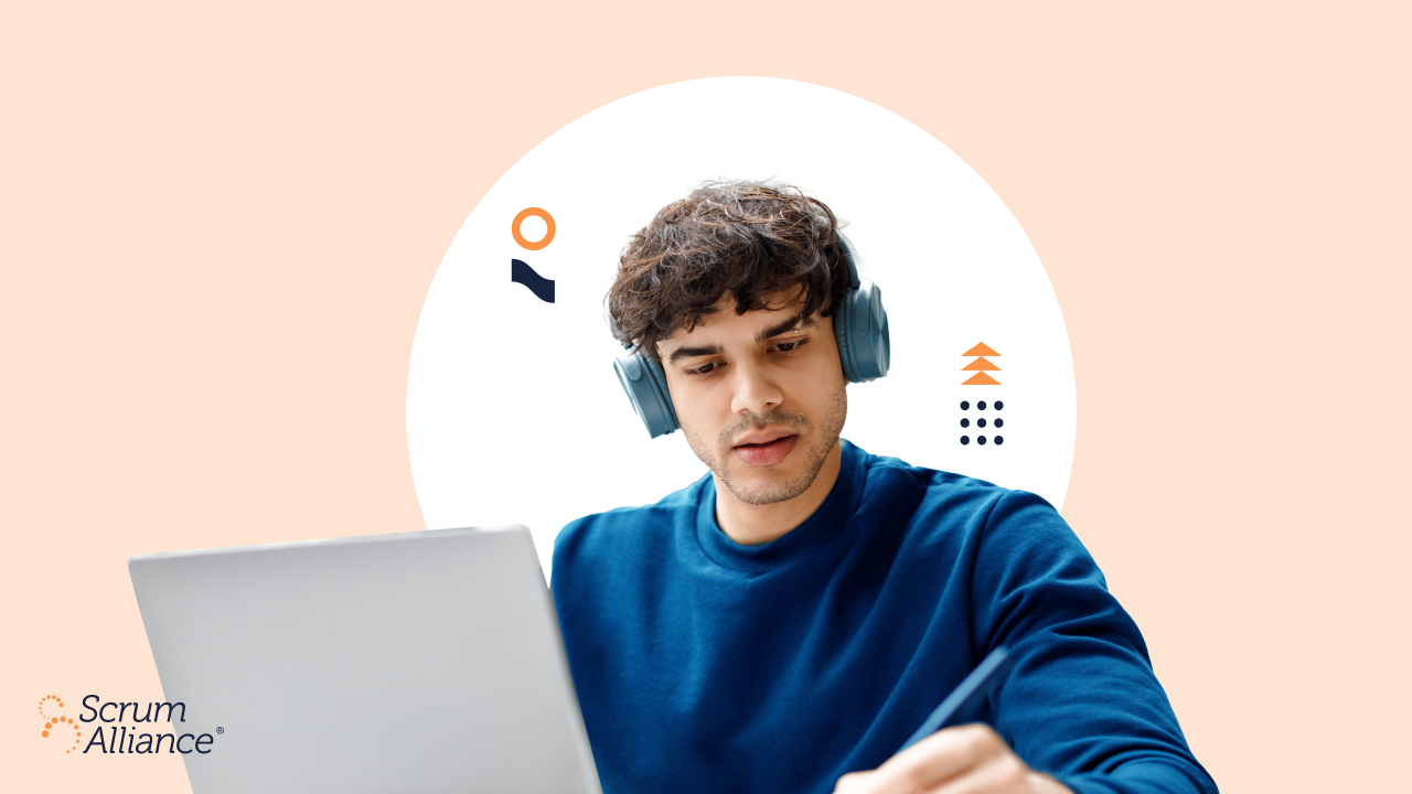 A picture of a person studying on a laptop